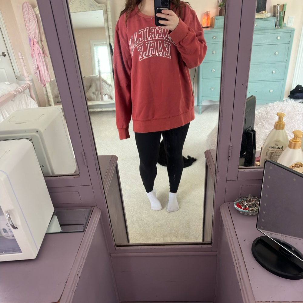 Red American Eagle Oversized Crewneck